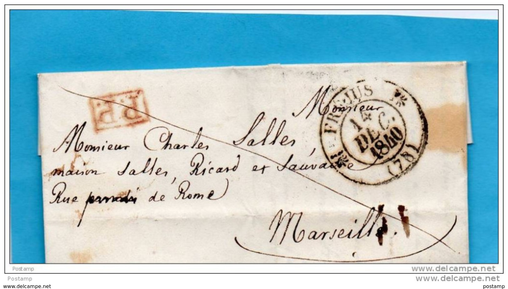 LETTRE EN PP (évéché)-départ -FREJUS 14 Dec 1840 Pour MARSEILLE - 1801-1848: Precursors XIX