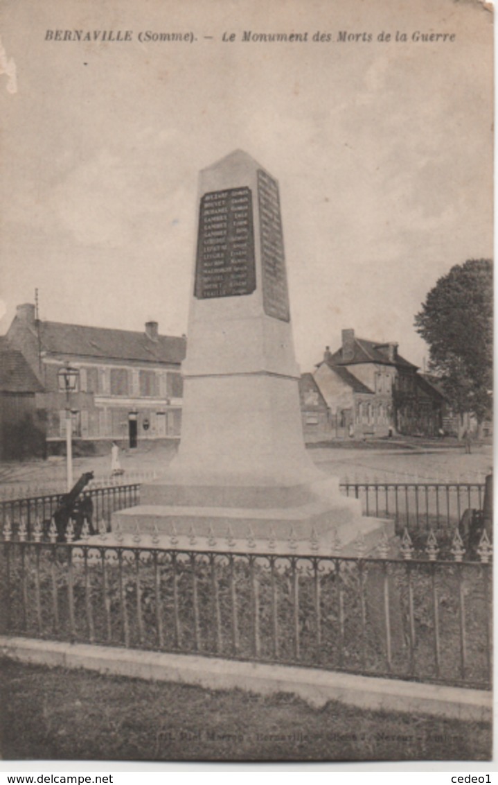 BERNAVILLE  LE MONUMENT DES MORTS DE LA GUERRE - Autres & Non Classés