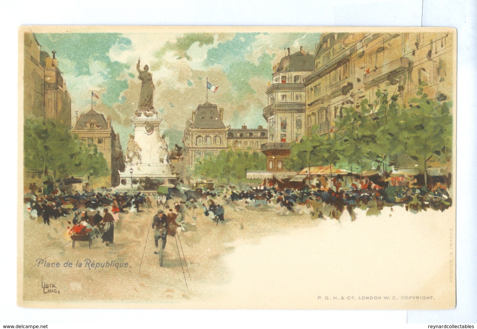 1900's? France, Paris, Place De La Republique. Luigi Loir Printed Art Pc, Unused. - Loir