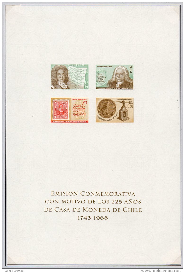 Chile 1973 Casa De Moneda Special Sheet :. Coin Press Stamp-on-stamp Etc. - Chile