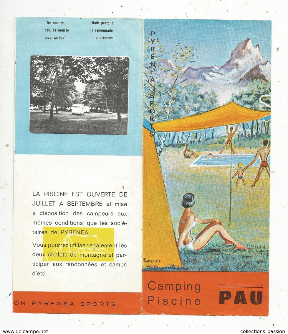 Dépliant Touristique ,PAU , Camping ,piscine , 6 Pages, 2 Scans  , Frais Fr 1.45e - Dépliants Touristiques