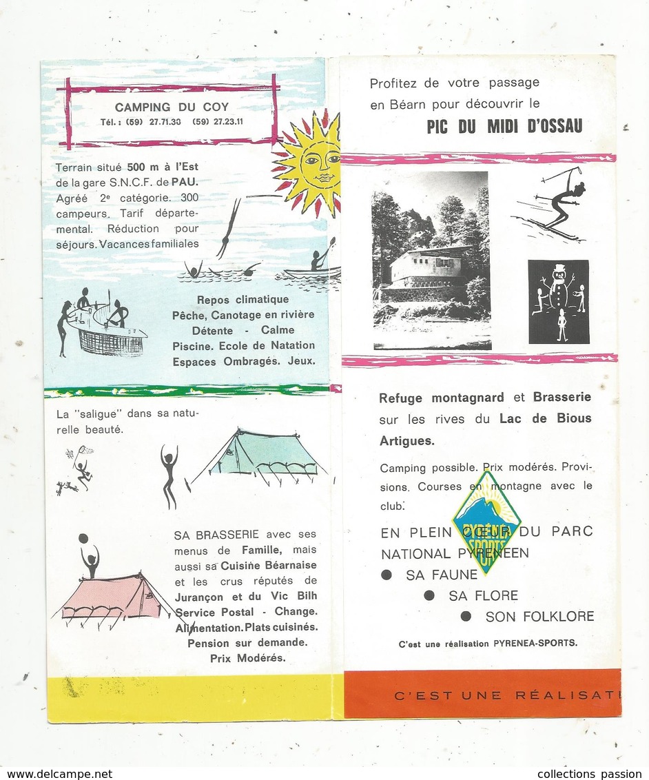 Dépliant Touristique ,PAU , Camping ,piscine , 6 Pages, 2 Scans  , Frais Fr 1.45e - Dépliants Touristiques