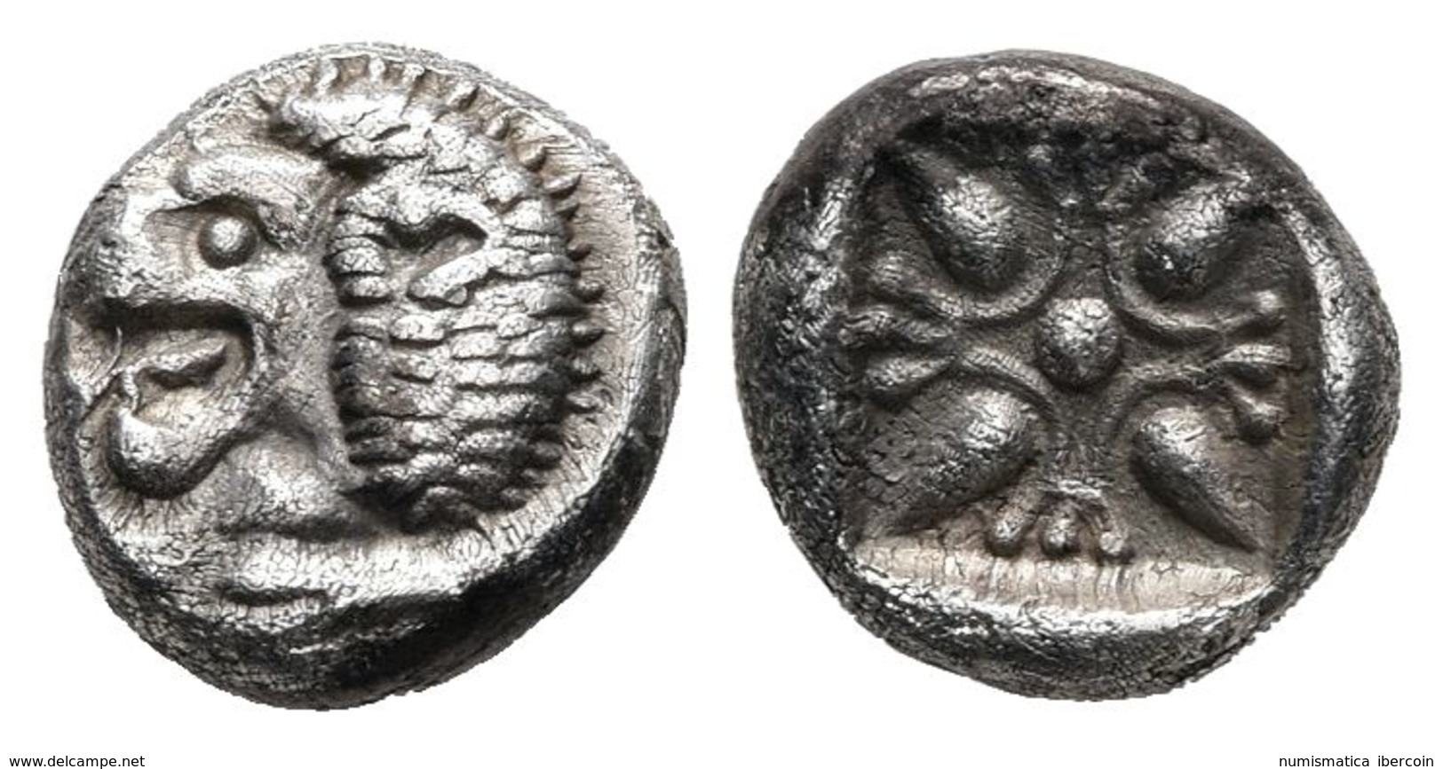 IONIA, Miletos. 1/12 Estátera. 550-525 A.C. A/ Parte Delantera De León A Izquierda. R/ Diseño Floral Dentro De Cuadrado  - Autres & Non Classés