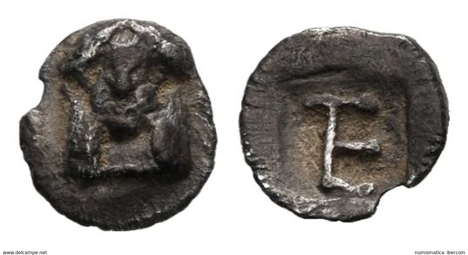 IONIA-KOLOPHON. Tetartemorión. 450-410 A.C. A/ Cabeza De Apolo. R/ Monograma TE Dentro De Cuadro Incuso. Colophon 7; Kle - Autres & Non Classés