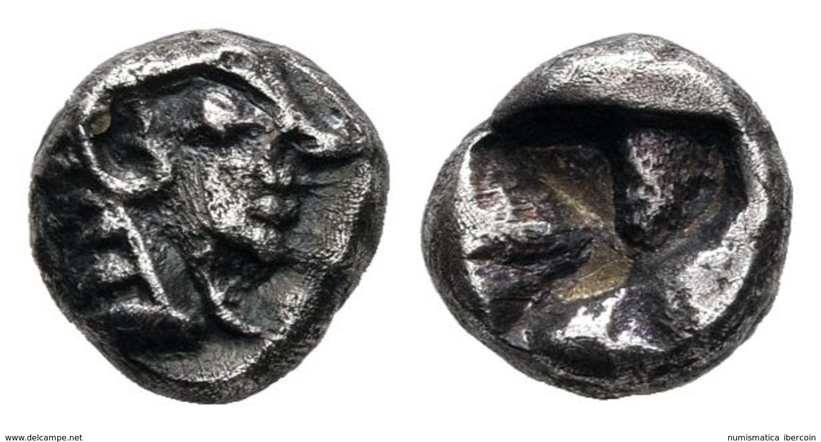 IONIA, Kolophon. 1/12 Estátera. 550-500 A.C. A/ Cabeza Arcaica De Apolo A Derecha. R/ Cuadro Incuso. AJN 20 (2008); S. 7 - Otros & Sin Clasificación