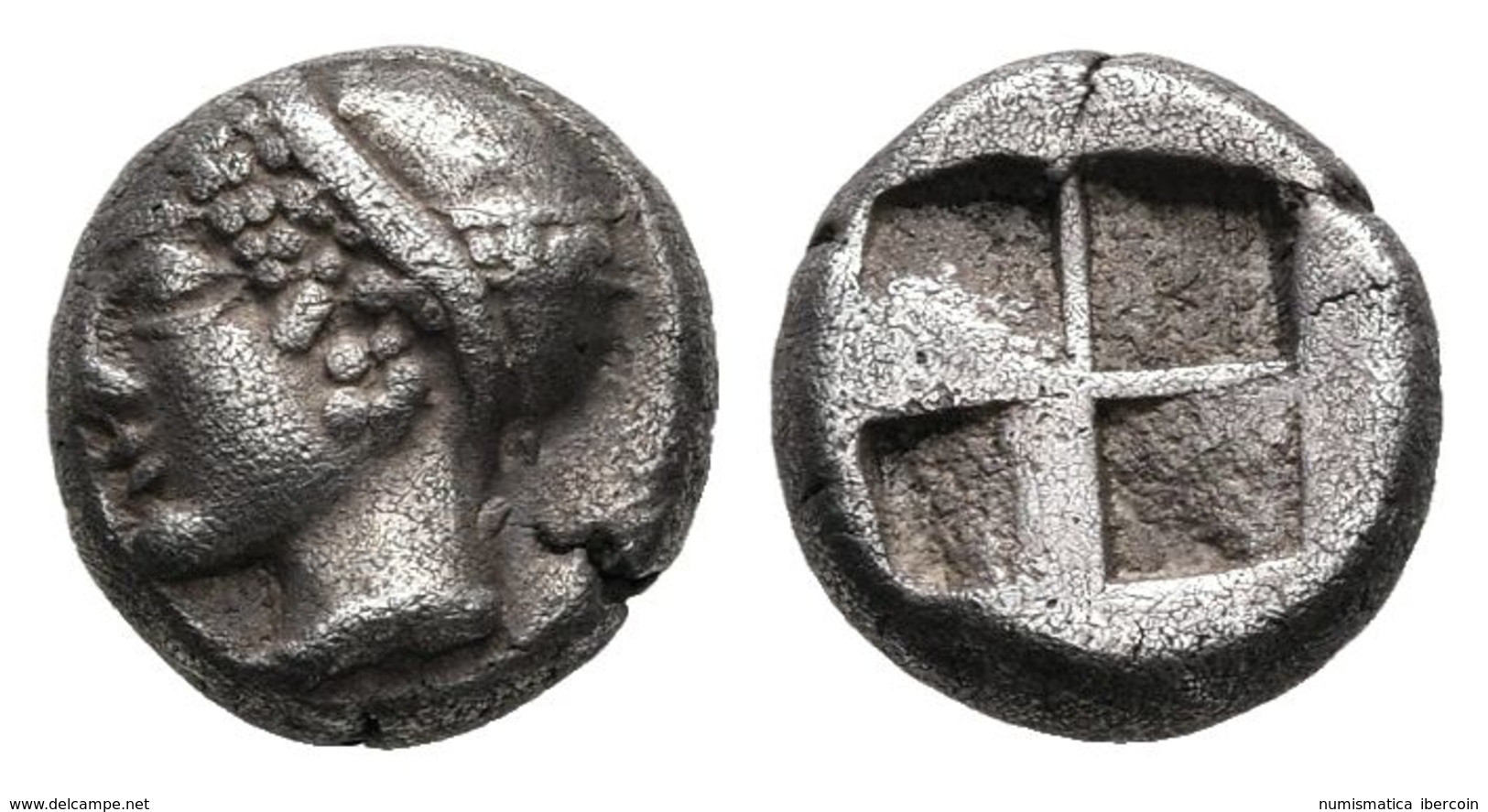 IONIA. Phokaia. Dióbolo. 510-494 A.C. A/ Busto De Athena A Izquierda. R/ Cuatripartito Incuso. Klein 452; SNG Copenhagen - Autres & Non Classés