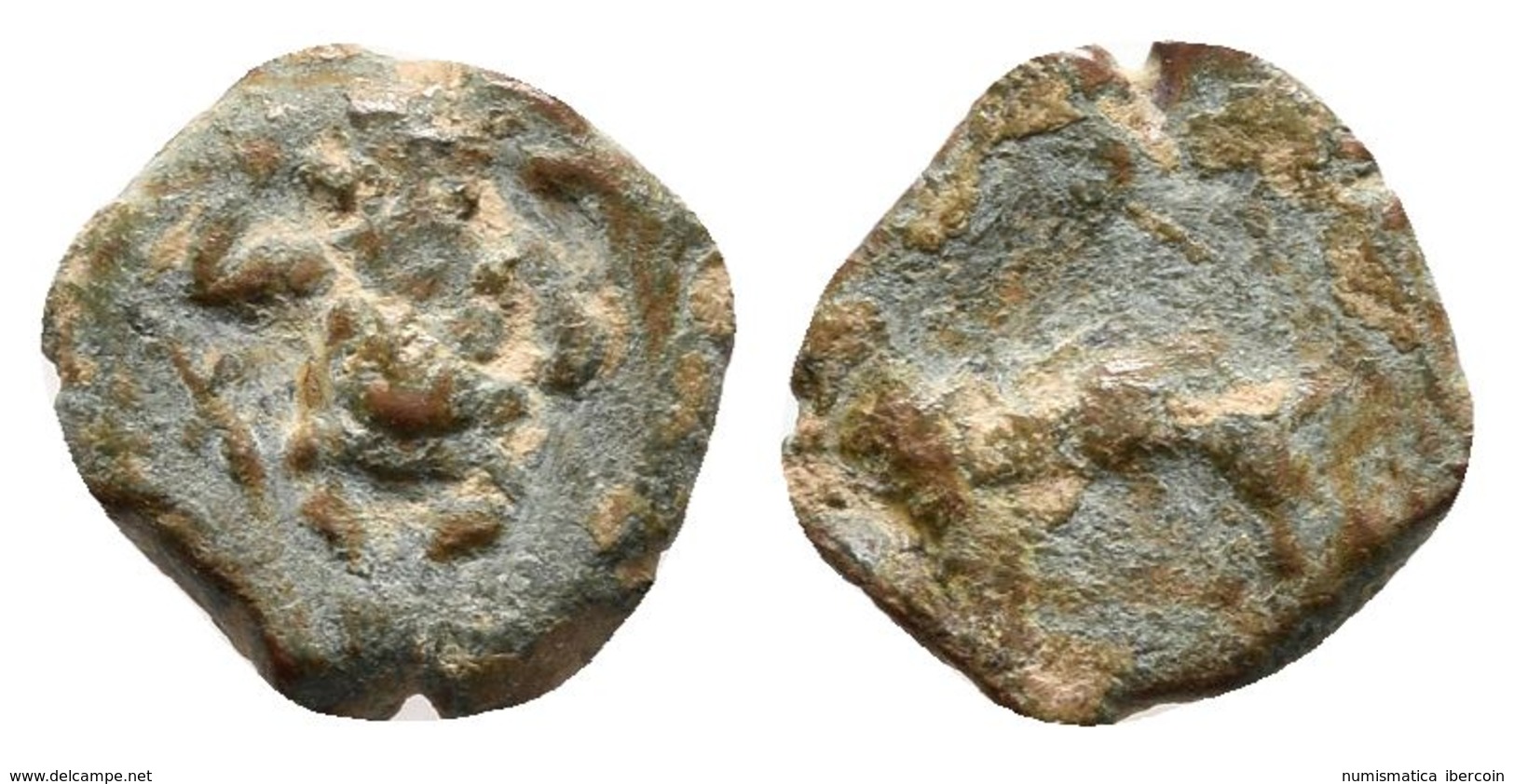 EBUSUS. 1/8 Calco. 200-100 A.C. Ibiza (Islas Baleares). A/ Bes De Frente Sosteniendo Un Martillo Y Una Serpiente, A Izqu - Otros & Sin Clasificación