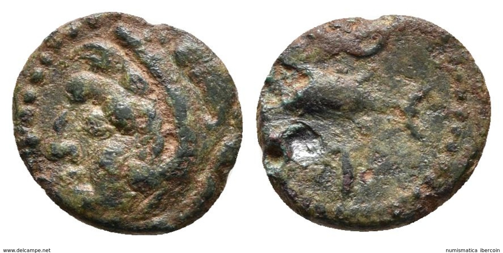 GADES. 1/8 Calco. 300-200 A.C. Cádiz. A/ Cabeza De Hércules Con Piel De León A Izquierda, Detrás Clava. R/ Atún A Izquie - Otros & Sin Clasificación