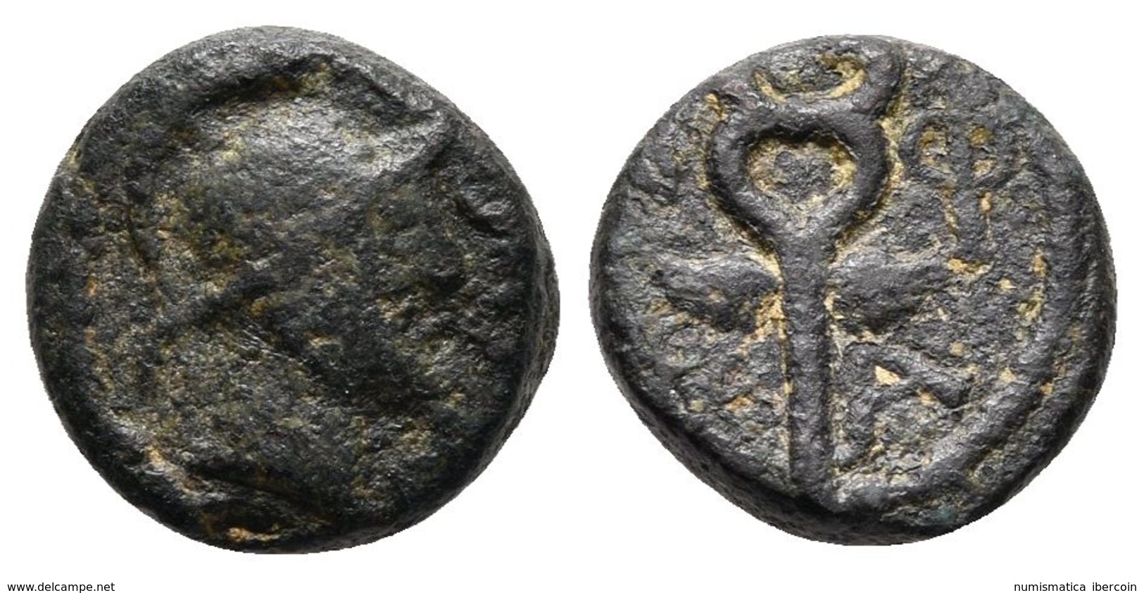 MASSALIA-GALIA. Ae 12. 49 A.C. Marsella (Francia). A/ Cabeza De Minerva Concasco Corintio A Derecha, Delante MAS. R/ Cad - Otros & Sin Clasificación