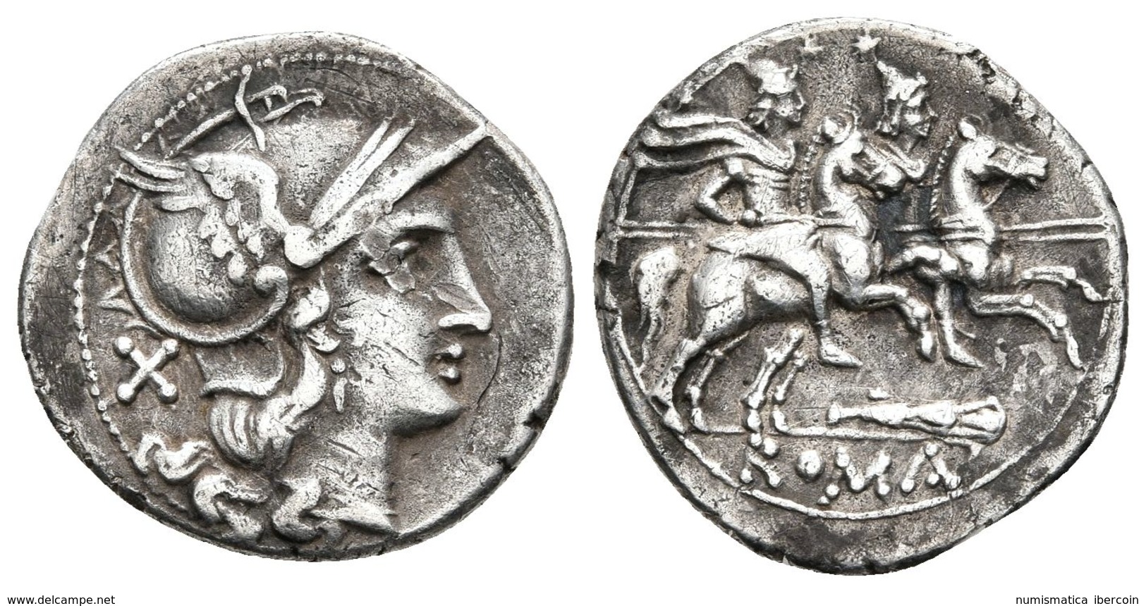 ACUÑACIONES ANONIMAS. Denario. 208 A.C. Italia. A/ Busto De Roma A Derecha, Detrás Signo De Valor X. R/ Los Dióscuros Ca - República (-280 / -27)