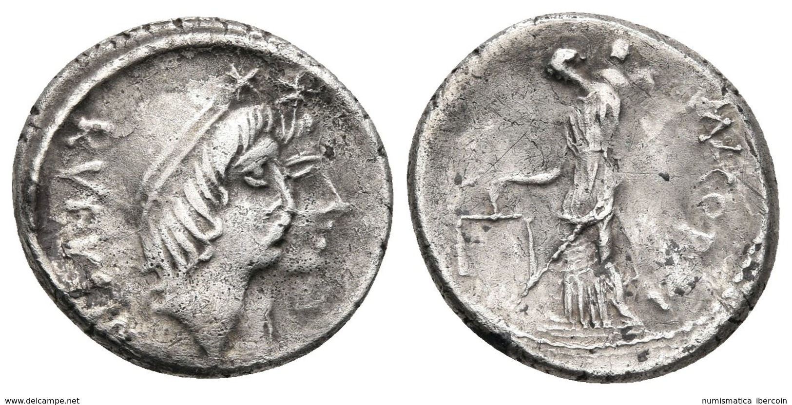 MN. CORDIUS RUFUS. Denario. 46 A.C. Roma. A/ Cabeza Diademada De Los Dioscuros A Derecha Surmontados Por Sendas Estrella - República (-280 / -27)