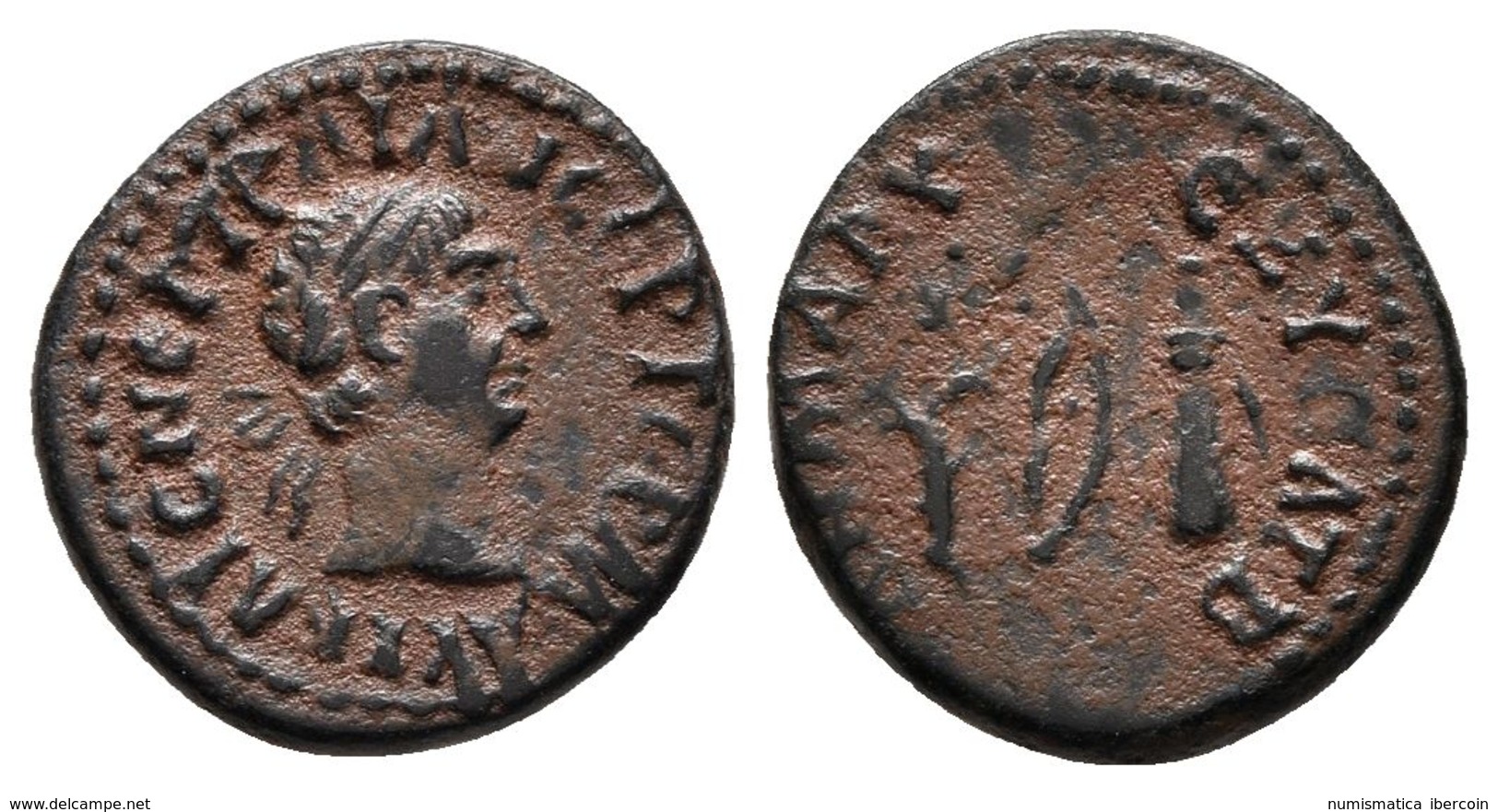 TRAJANO. Cuadrante. 98-117 D.C. Syria, Seleucis Y Pieria. A/ Busto Laureado A Derecha, Alrededor Leyenda. R/ Rama De Lau - República (-280 / -27)