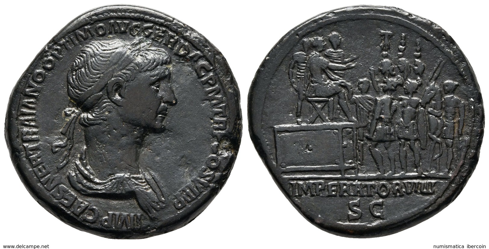 TRAJANO. Sestercio. 114-117 D.C. Roma. A/ Busto Laureado Y Drapeado A Derecha. IMP CAES NER TRAIANO OPTIMO AVG GER DAC P - Republic (280 BC To 27 BC)