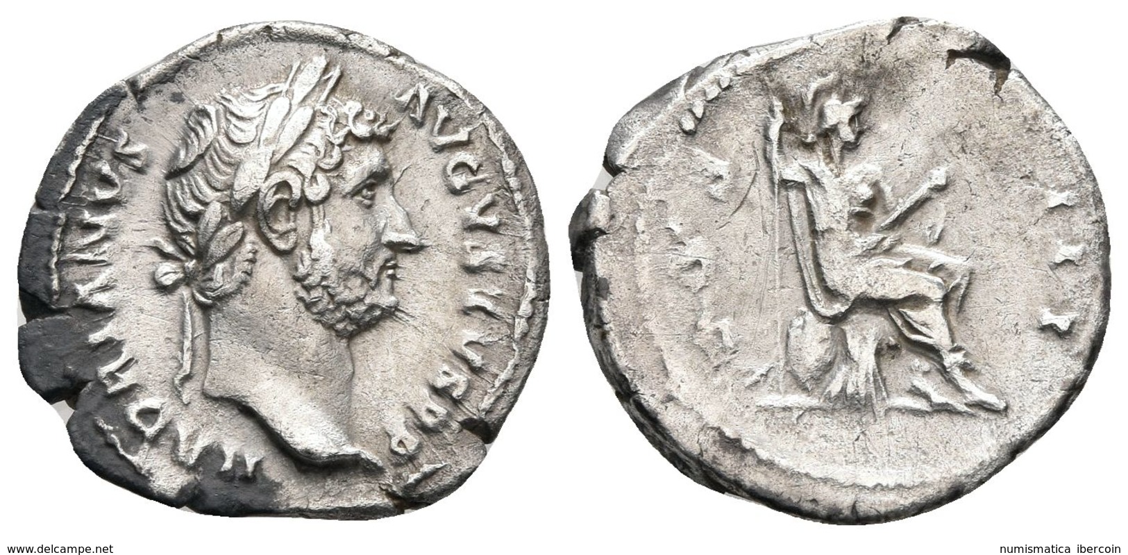 ADRIANO. Denario. 134-138 D.C. Roma. A/ Busto Laureado A Derecha. HADRIANVS AVGVSTVS P P. R/ Roma Sedente Sosteniendo La - Republic (280 BC To 27 BC)