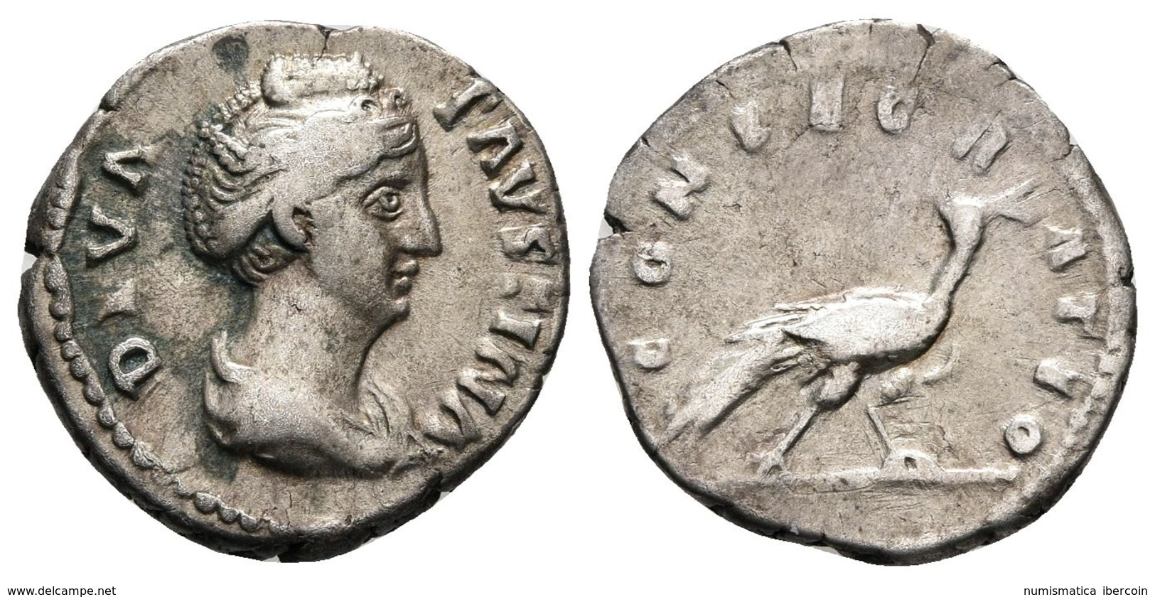 FAUSTINA I. Denario. 141 D.C. Roma. A/ Busto Drapeado A Derecha. DIVA FAVSTINA. R/ Pavo Real En Marcha A Derecha. CONSEC - Republic (280 BC To 27 BC)