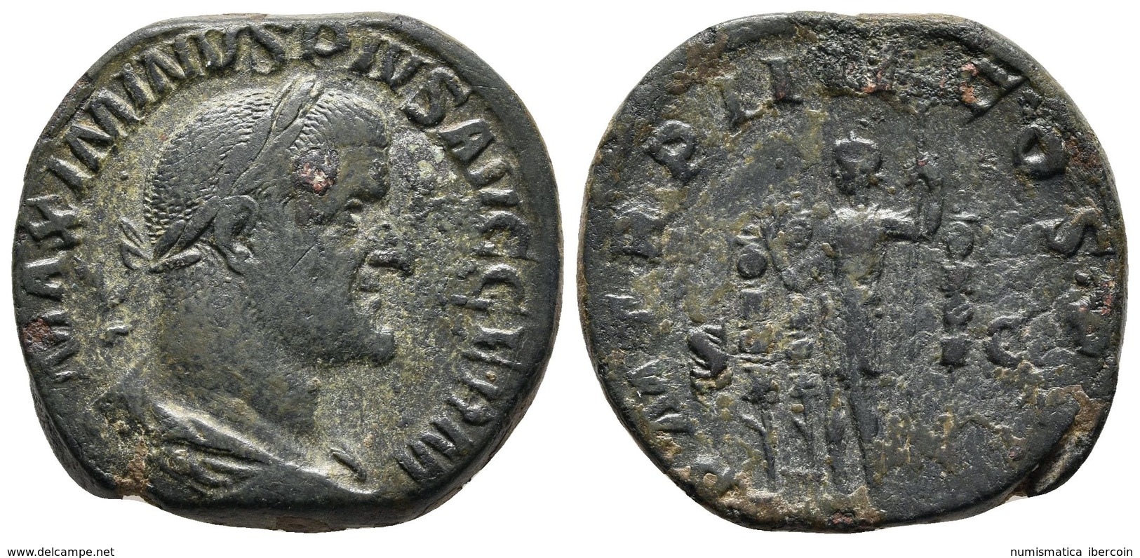 MAXIMINO. Sestercio. 236 D.C. Roma. A/ Busto Laureado Y Drapeado Con Coraza A Derecha. IMP MAXIMINVS PIVS AVG. R/ Empera - República (-280 / -27)