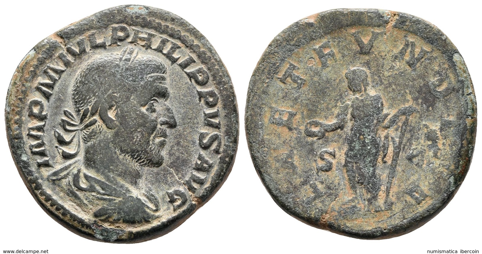 FILIPO I. Sestercio. 244-249 D.C. Roma. A/ Busto Laureado Y Drapeado Con Coraza A Derecha. IMP M IVL PHILIPPVS AVG. R/ L - Republic (280 BC To 27 BC)