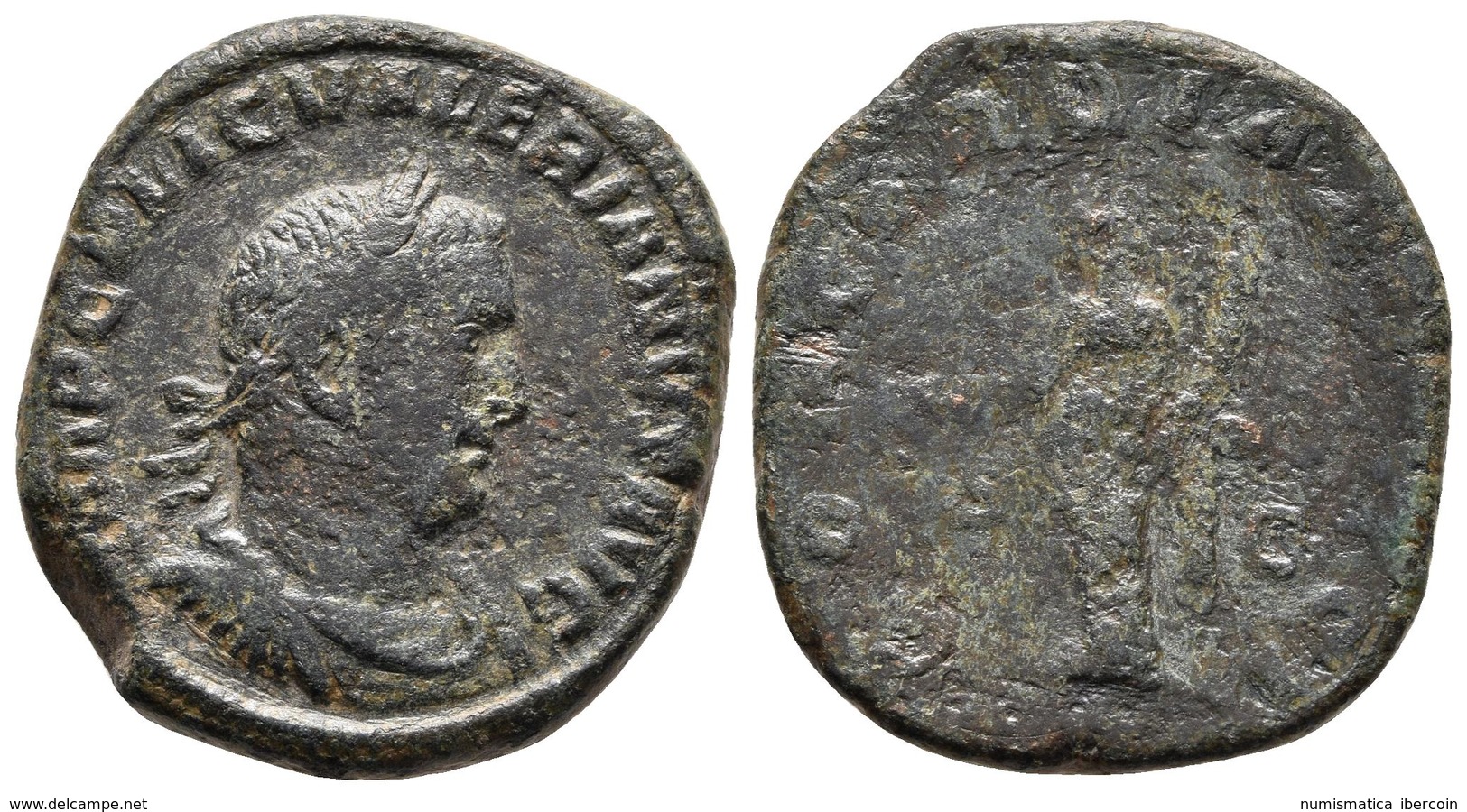 VALERIANO I. Sestercio. 253-254 D.C. Roma. A/ Busto Laureado Y Drapeado A Derecha. IMP C P LIC VALERIANVS AVG. R/ Concor - República (-280 / -27)