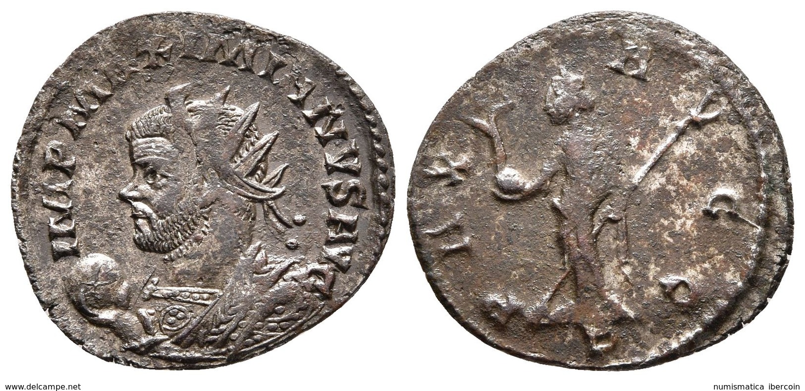 MAXIMIANO. Antoniniano. 290-291 D.C. Lugdunum (Lyon). A/ Busto Radiado Con Coraza A Derecha, En La Mano Derecha Globo. I - República (-280 / -27)