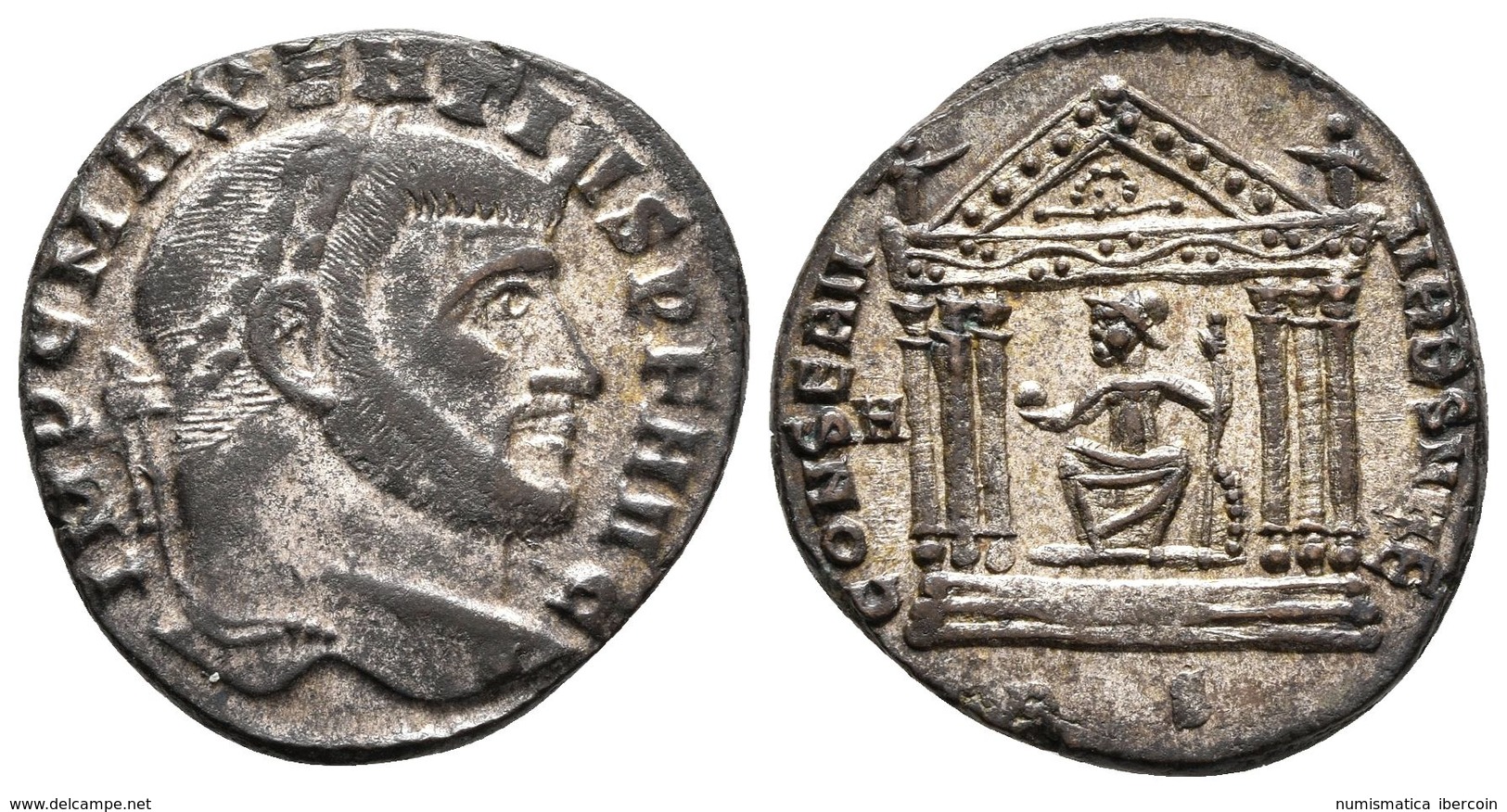 MAJENCIO. Follis. 307-308 D.C. Roma. A/ Busto Laureado A Derecha. IMP C MAXENTIVS P F AVG. R/ Roma Sedente Con Globo Y C - República (-280 / -27)