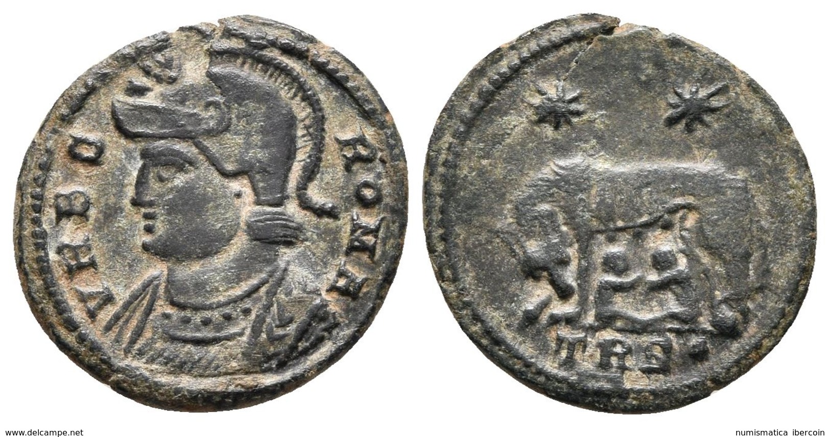 CONSTANTINO I. Series Conmemorativas. Follis. 332-333 D.C. Treveri (Trier). A/ Busto De Roma Con Casco A Izquierda. VRBS - Republic (280 BC To 27 BC)