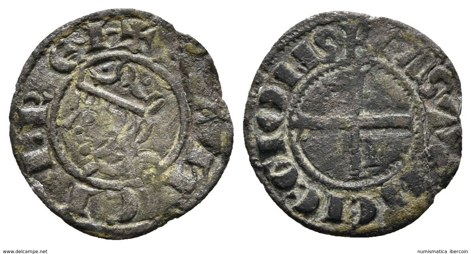 SANCHO IV. Miaja Coronada. (1284-1295). León. AB 311. Ve. 0,62g. MBC-. - Other & Unclassified