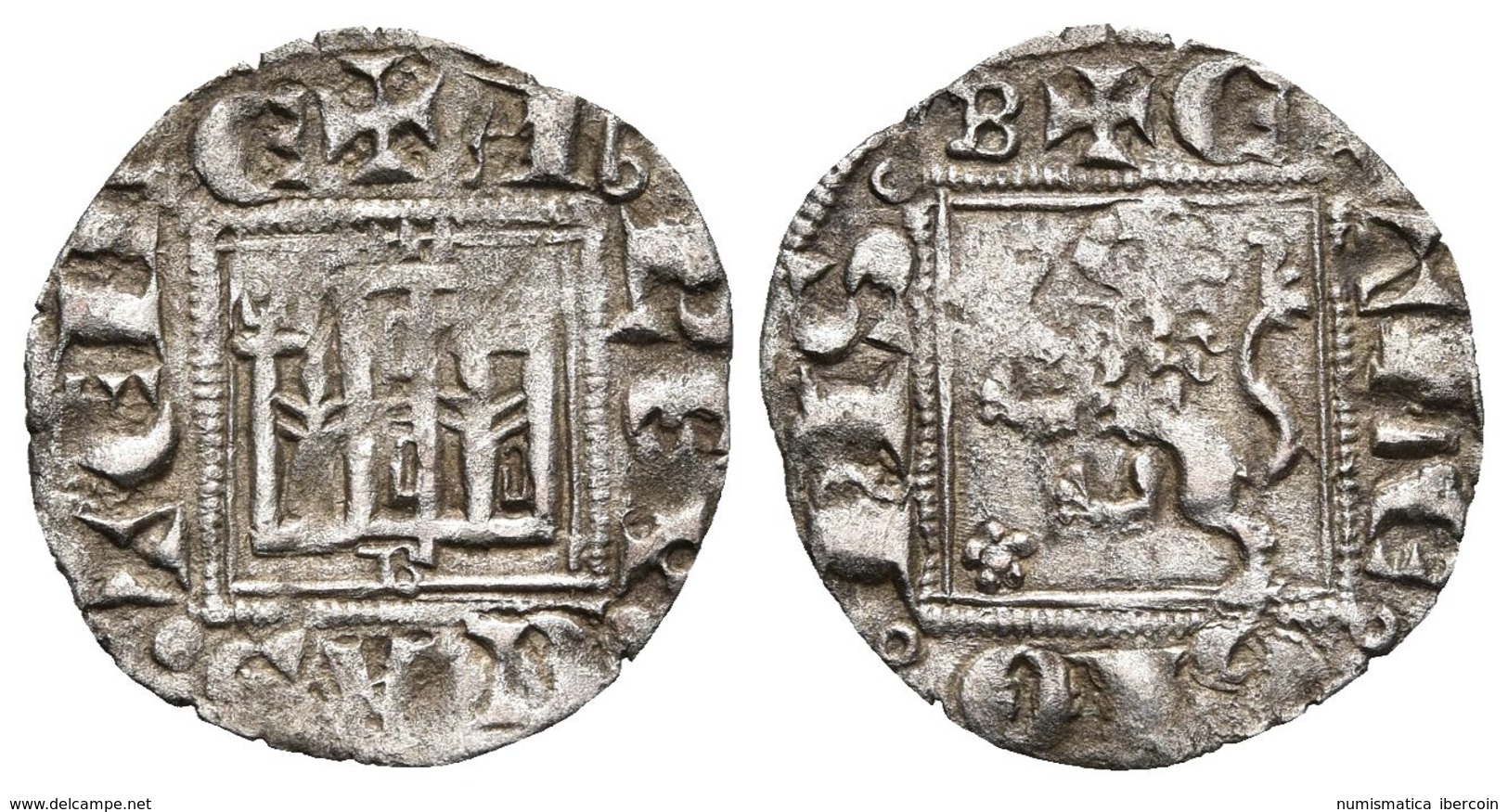 ALFONSO XI. Novén. (1312-1350). Burgos. Flor De 5 Pétalos Delante Del León. AB 355.2. Ve. 0,65g. MBC+. - Other & Unclassified