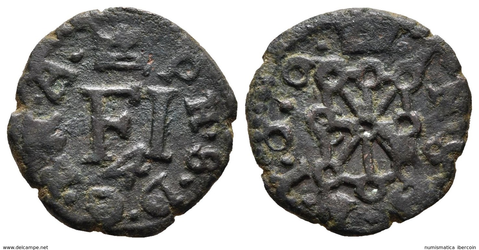 FELIPE III. 4 Cornados. 1·6·9. Pamplona. Cal-719 Var; R.Ros 4.4.14. Ae. 3,09g. MBC-. - Other & Unclassified