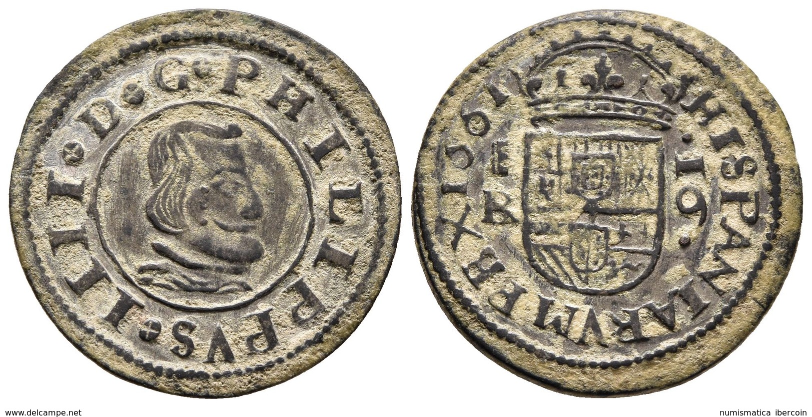 FELIPE IV. 16 Maravedís. 1661. Segovia BR. Cal-1508; J.S. M 516. Ae. 5,01g. EBC/MBC+. - Otros & Sin Clasificación