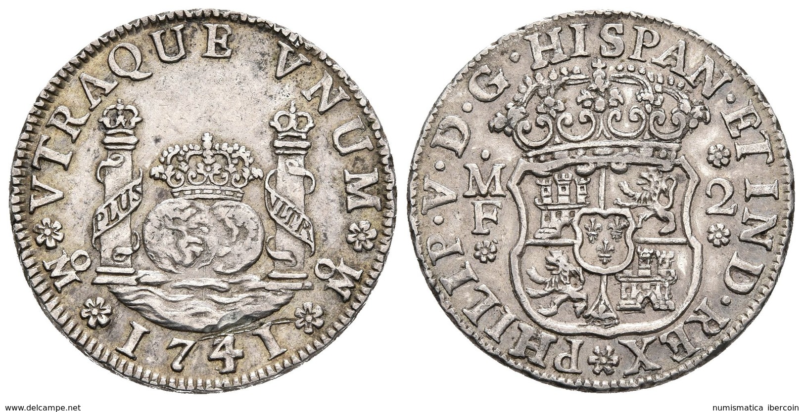 FELIPE V. 2 Reales. 1741/31 Sobrefecha. México MF, Ensayador Acotado Por Punto Y Florón. Columnario. Cal-1291var. Ar. 6, - Otros & Sin Clasificación