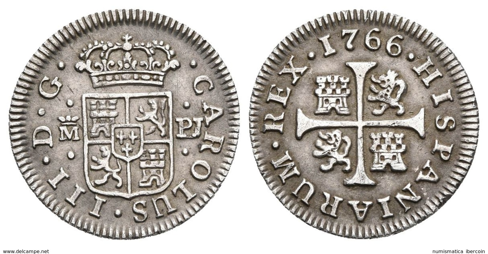 CARLOS III. 1/2 Real. 1766. Madrid PJ. Cal-1729. Ar. 1,41g. EBC-. - Otros & Sin Clasificación