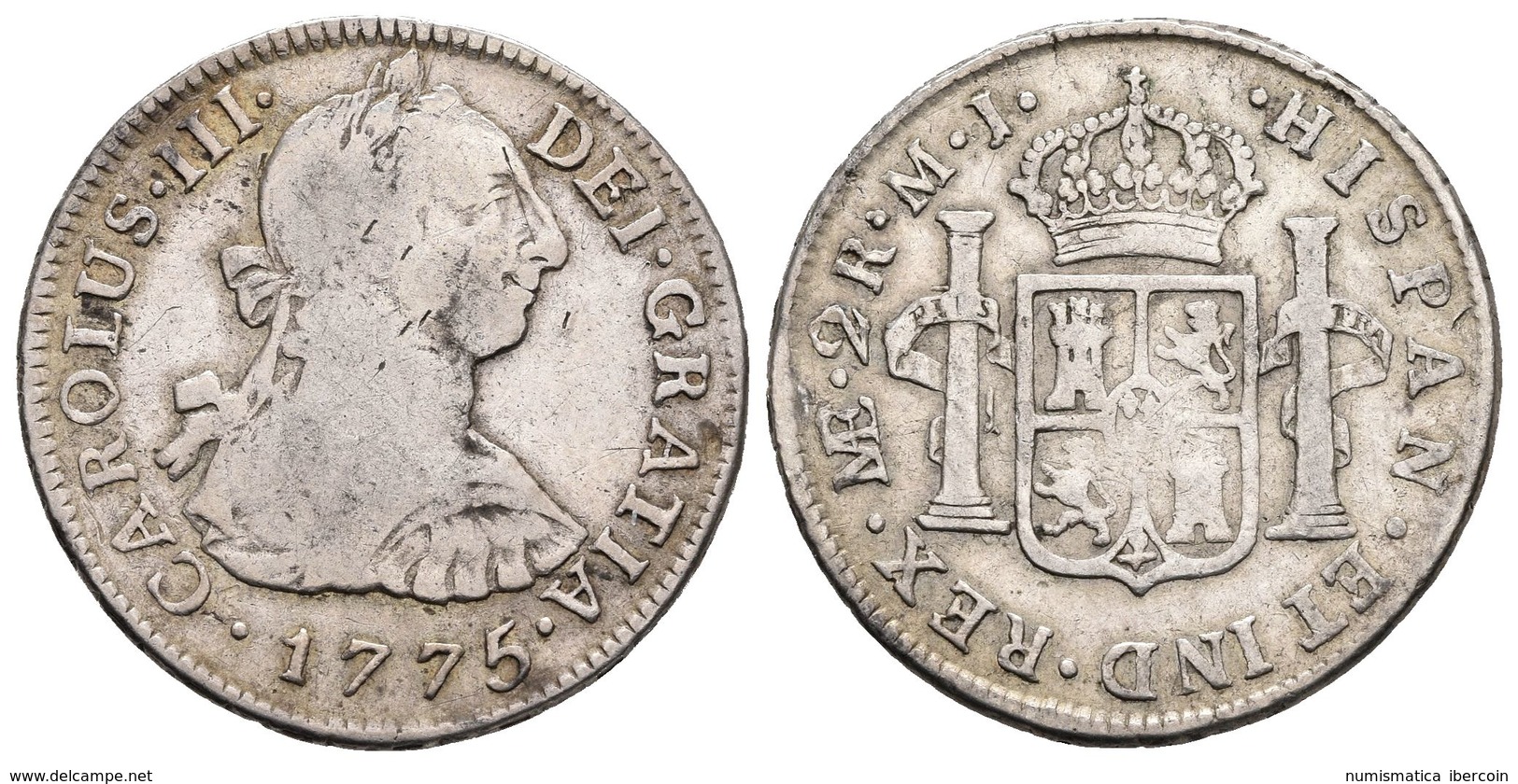 CARLOS III. 2 Reales. 1775. Lima MJ. Cal-1270. Ar. 6,69g. MBC-. - Otros & Sin Clasificación