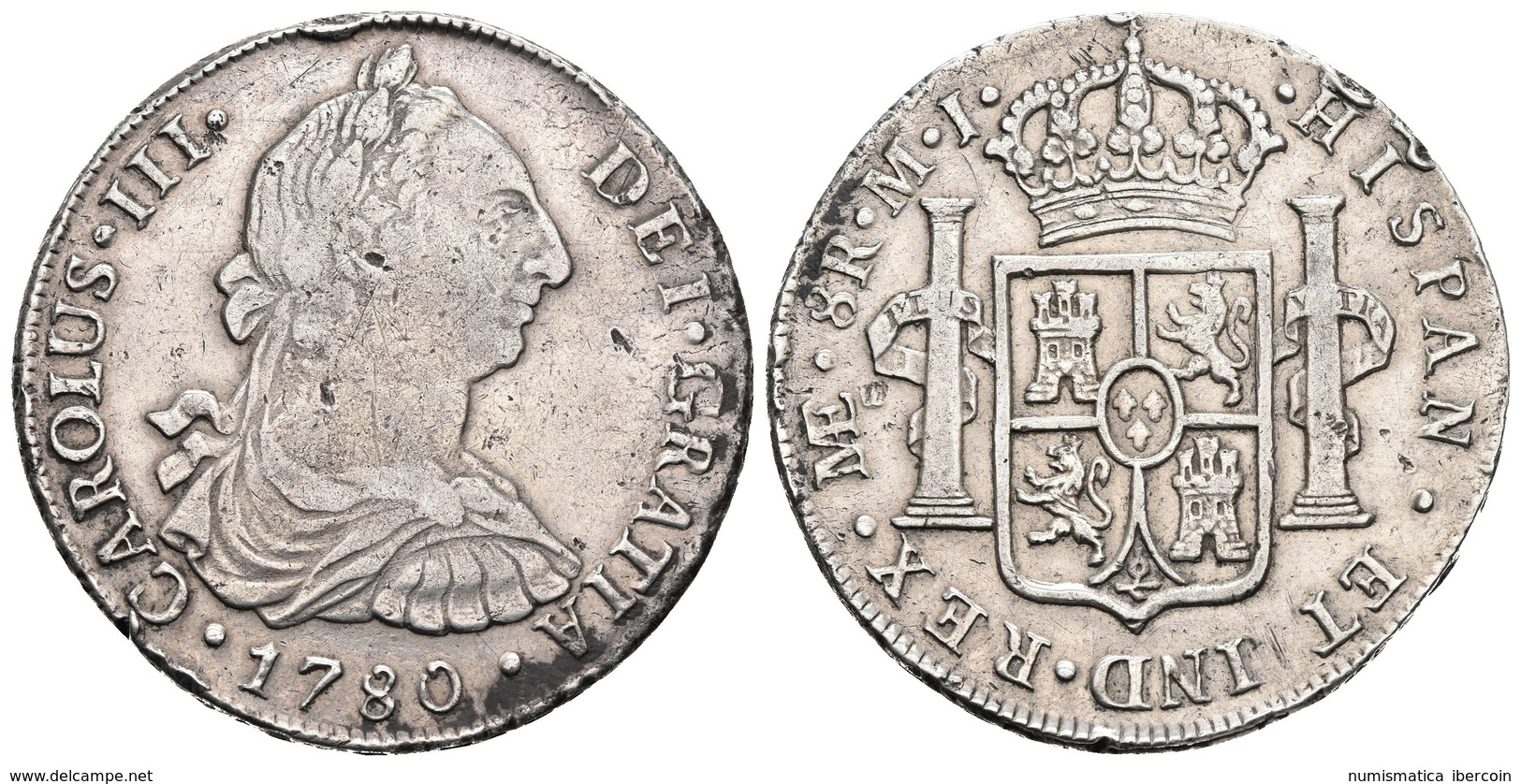 CARLOS III. 8 Reales. 1780. Lima MJ. Cal-861. Ar. 26,69g. Limpiada Y Golpes En El Canto. MBC. - Otros & Sin Clasificación