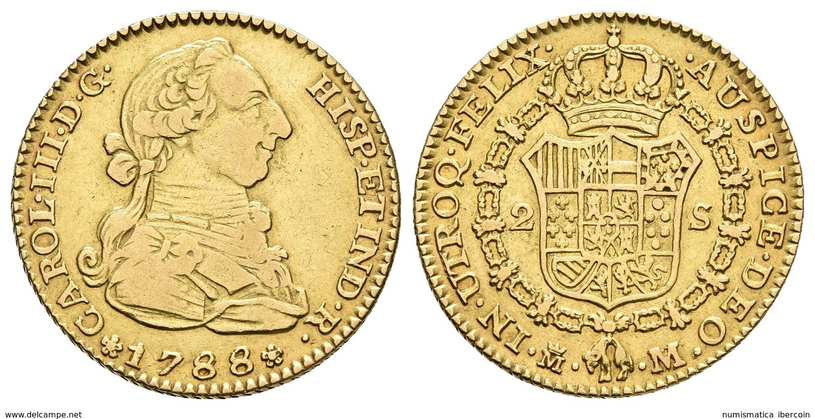 CARLOS III. 2 Escudos. 1788/78 Sobrefecha. Madrid M. Cal-459 No Cita Esta Sobrefecha. Au. 6,76g. MBC-/MBC. - Otros & Sin Clasificación