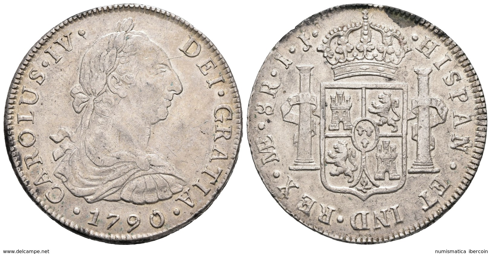 CARLOS IV. 8 Reales. 1790. Lima IJ. Busto De Carlos III Con Ordinal IV. Cal-642. Ar. 27,05g. MBC+. Escasa. - Otros & Sin Clasificación