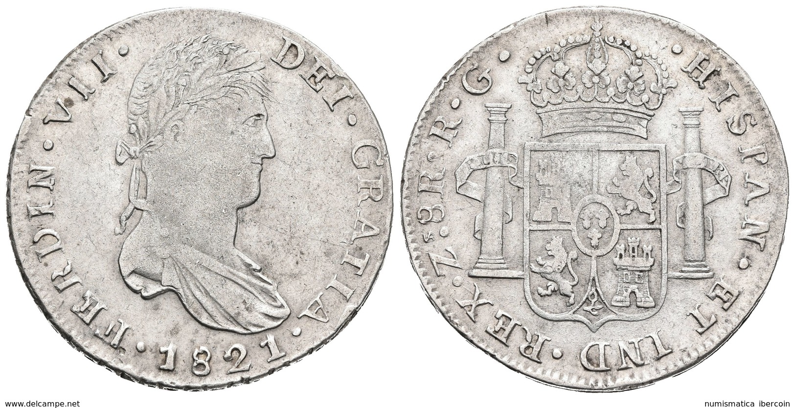 FERNANDO VII. 8 Reales. 1821. Zacatecas RG. Cal-697. Ar. 26,78g. MBC-. - Otros & Sin Clasificación