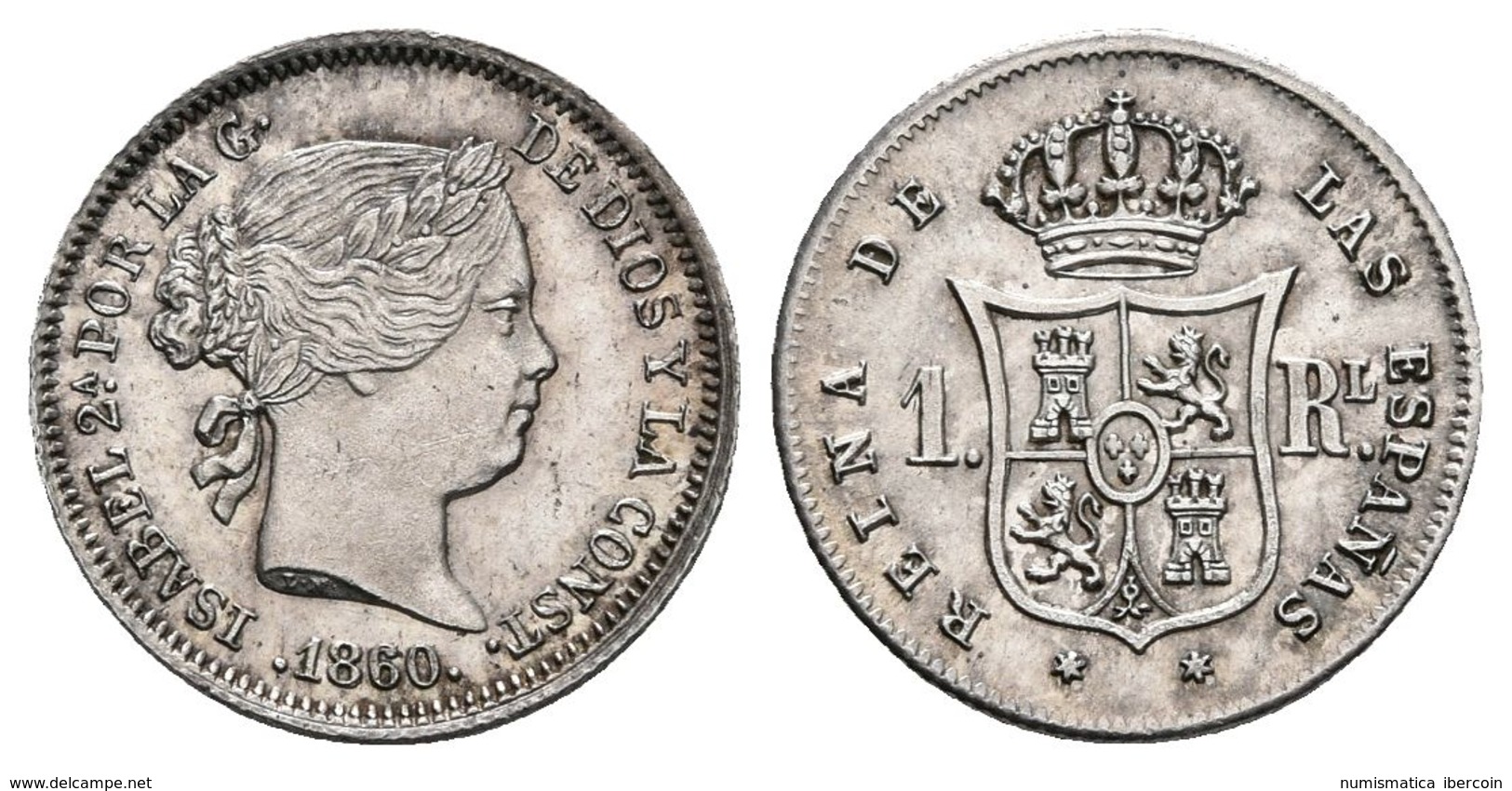 ISABEL II. 1 Real. 1860. Madrid. Cal-422. Ar. 1,35g. EBC+. Escasa Así. - Otros & Sin Clasificación