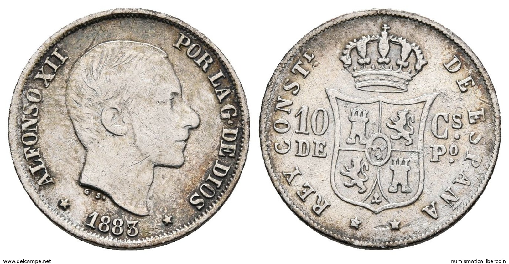 ALFONSO XII. 10 Centavos De Peso. 1883. Manila. Cal-96. Ar. 2,48g. MBC. - Other & Unclassified