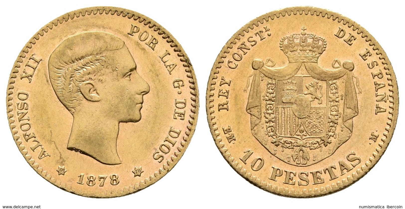 ALFONSO XII. 10 Pesetas. 1878 *18-78. Madrid EMM. Cal-23. Au. 3,23g. MBC. Escasa. - Otros & Sin Clasificación