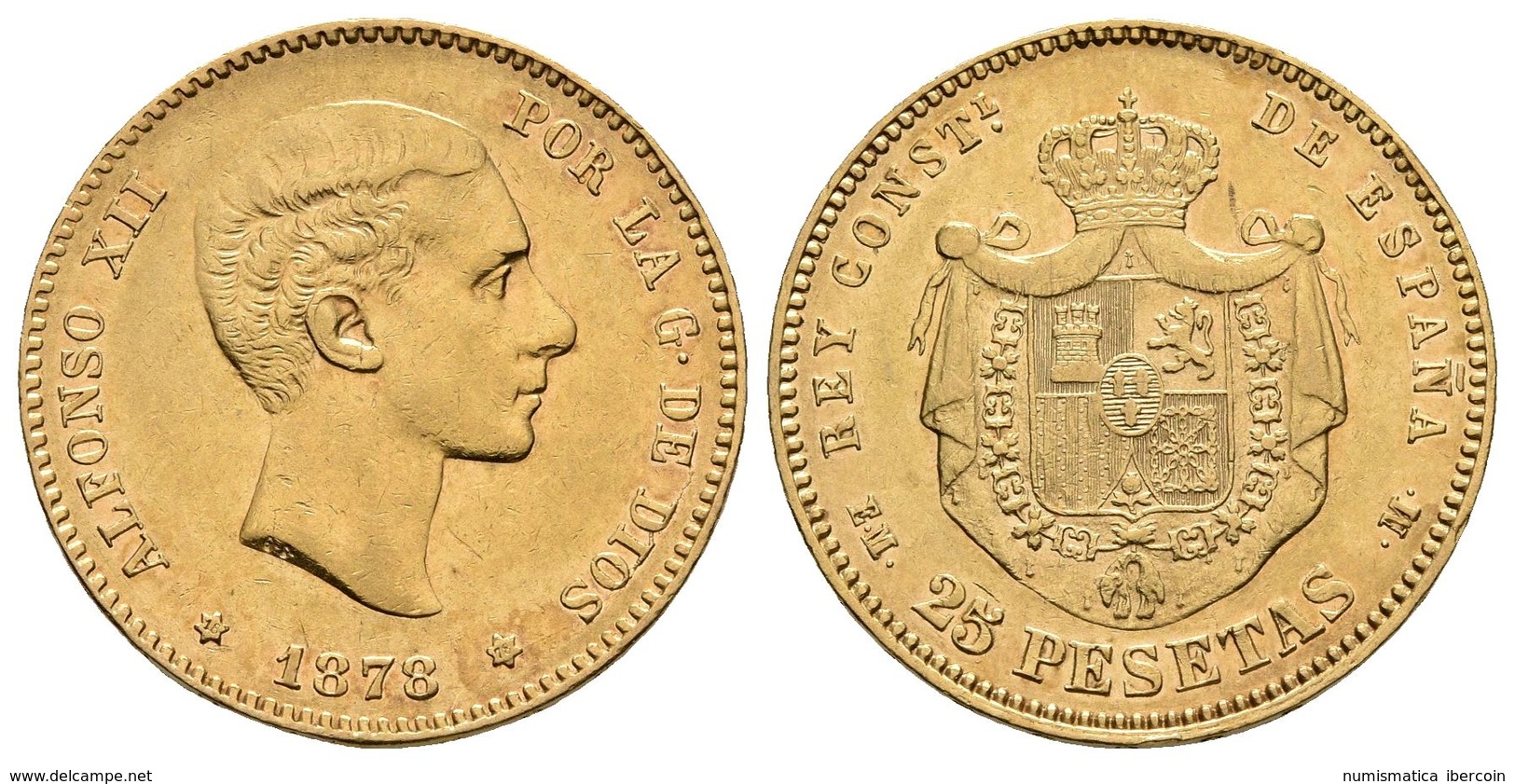 ALFONSO XII. 25 Pesetas. 1878 *18-78. Madrid DEM. Cal-6. Au. 8,03g. MBC. - Otros & Sin Clasificación