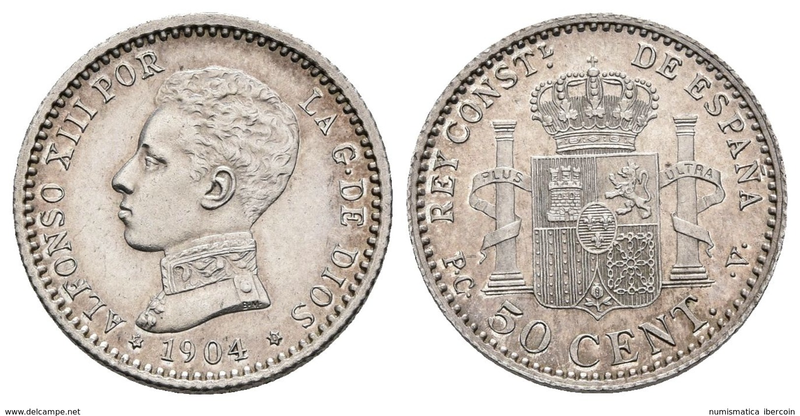 ALFONSO XIII. 50 Céntimos. 1904 *1-0. Madrid PGV. Cal-62. Ar. 2,49g. Brillo Original. SC. - Otros & Sin Clasificación