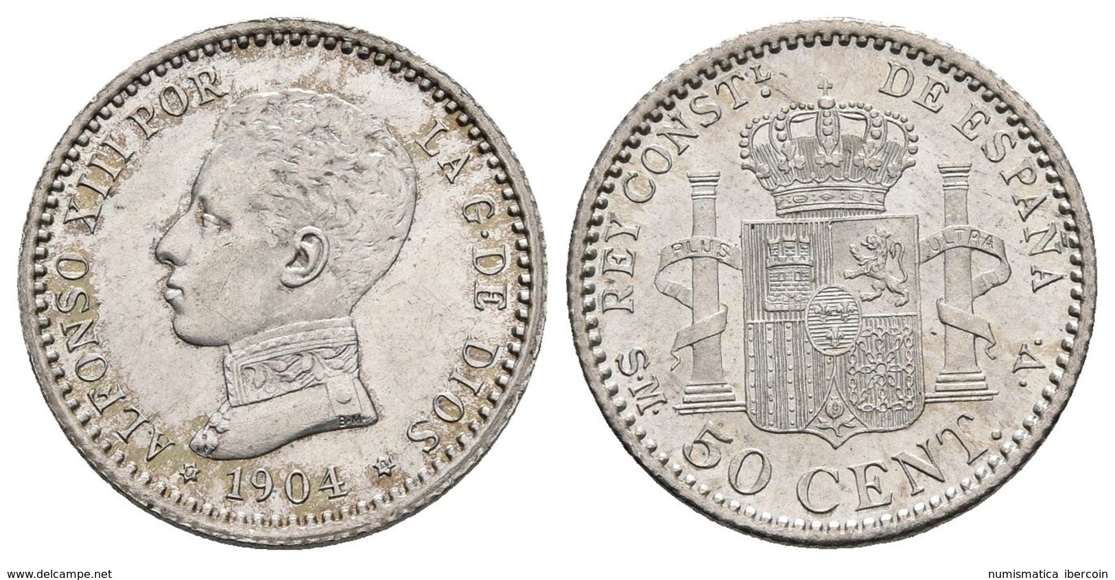 ALFONSO XIII. 50 Céntimos. 1904 *0-4. Madrid SMV. Cal-61. Ar. 2,48g. Brillo Original. SC. - Otros & Sin Clasificación