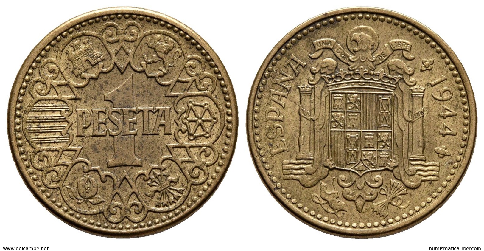 ESTADO ESPAÑOL. 1 Peseta. 1944. Madrid. Cal-74. AI. 3,45g. SC-. - Otros & Sin Clasificación