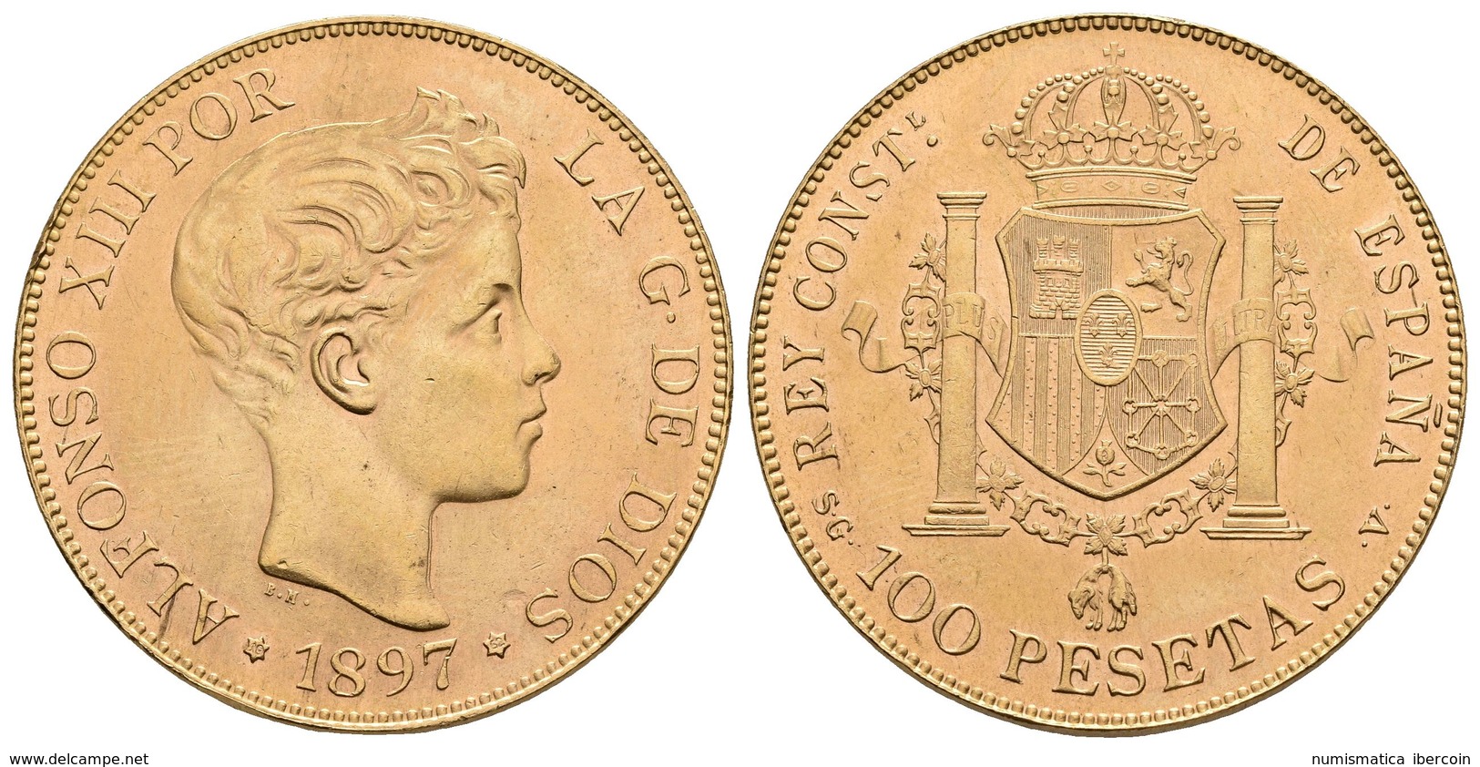 ALFONSO XIII. 20 Pesetas. 1887 *19-61. Madrid MPM. Reacuñación Oficial. Cal-5. Au. 6,45g. Brillo Original. SC-. - Other & Unclassified