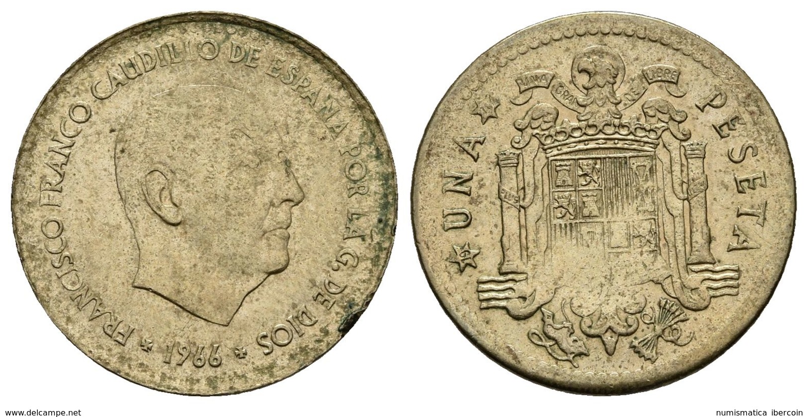 JUAN CARLOS I. 1 Peseta. 1966 *19-70. Cospel Más Delgado. 13,73g. MBC. - Otros & Sin Clasificación