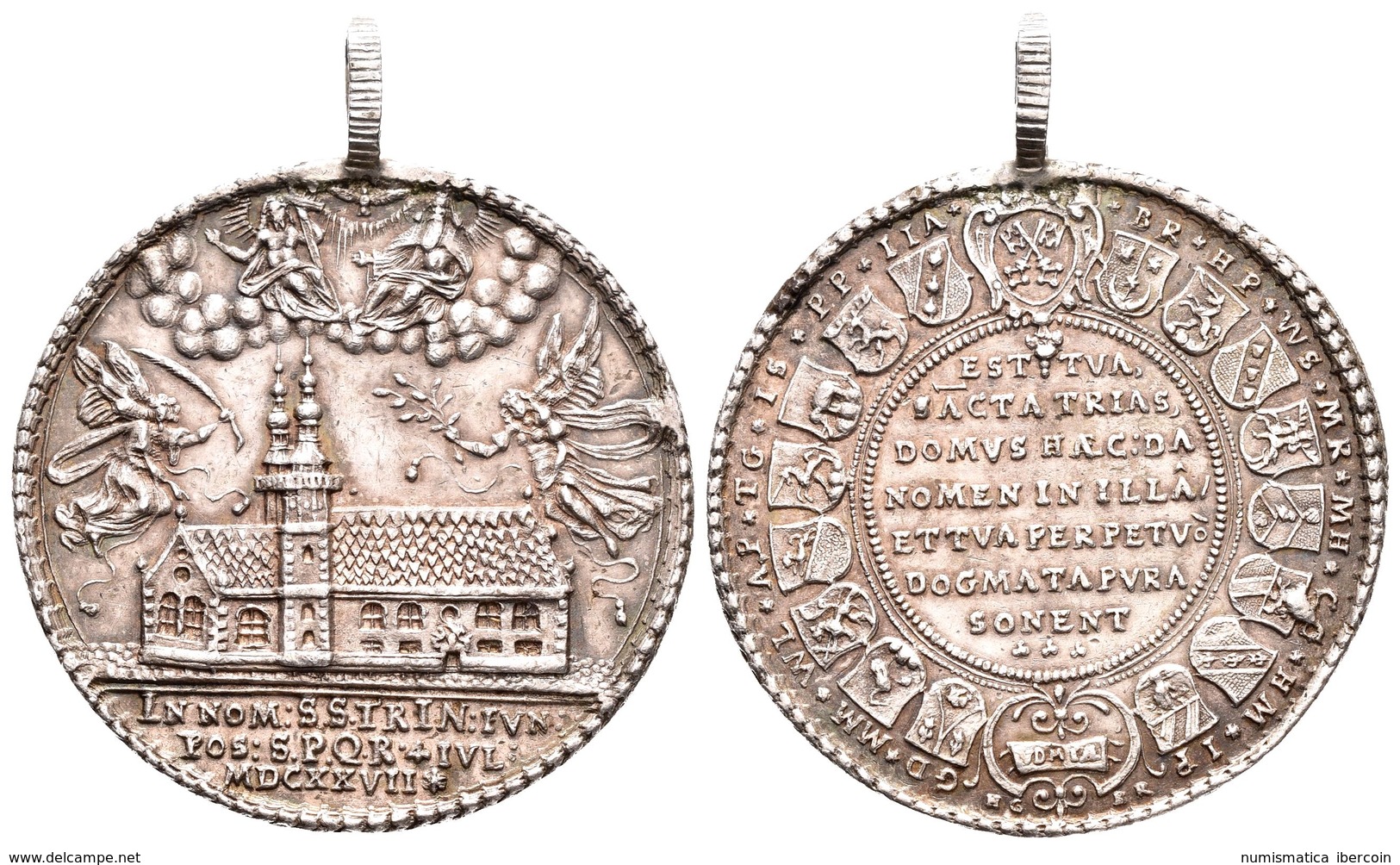 ALEMANIA. Regensburg. Medalla De La Inaguración De La Iglesia De La Trinidad. 1627. A/ Iglesia De La Trinidad. R/ Escudo - Otros & Sin Clasificación