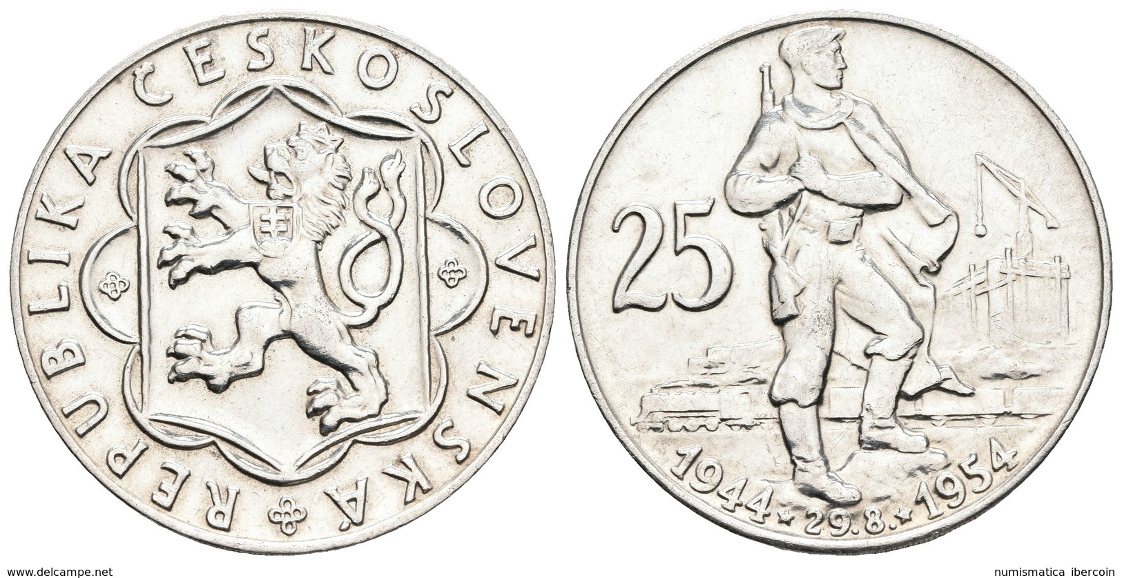 CZECHOSLOVAKIA. 20 Korun. 1954. Km#41. Ar. 16,12g. EBC+. - Other & Unclassified