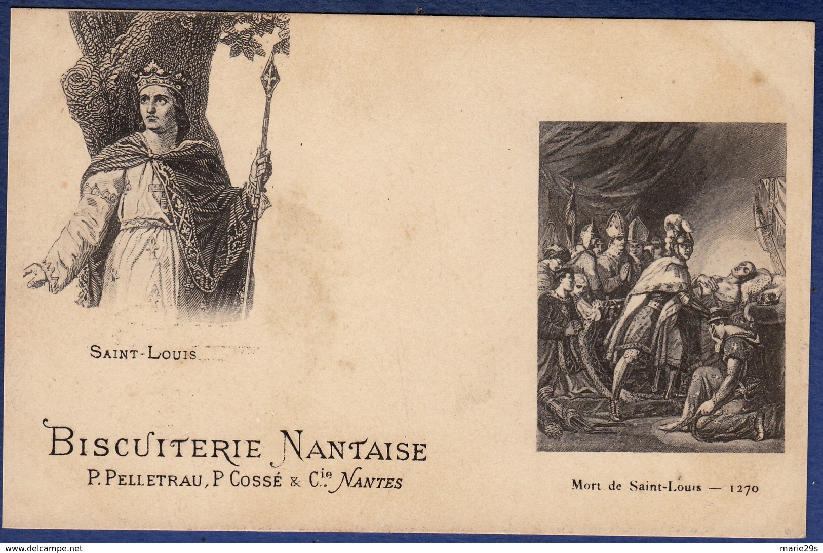 44 NANTES Biscuiterie Nantaise, St Louis, Mort De Saint-Louis  1270 ; Menu Pas Une Cpa - Nantes