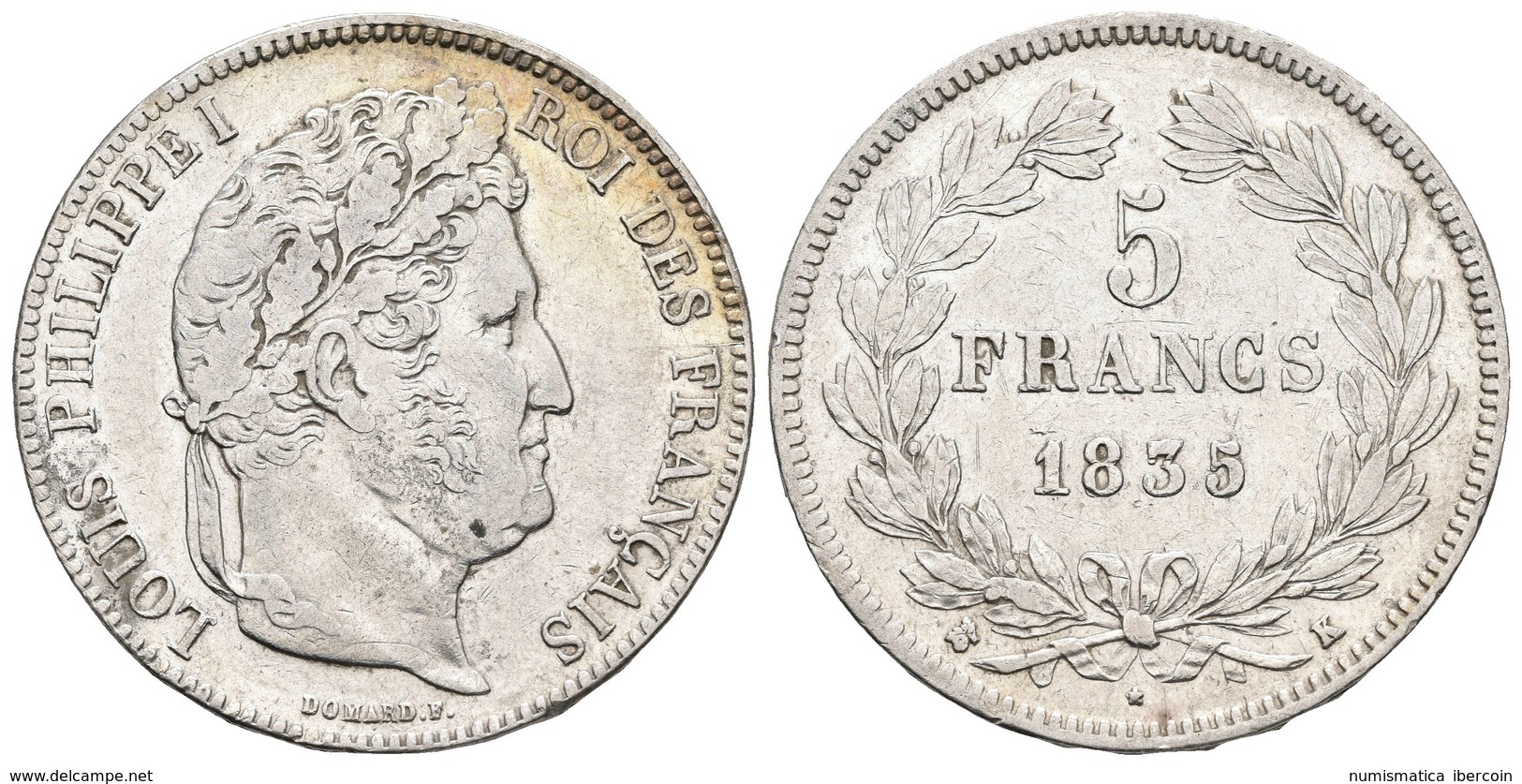 FRANCIA. Louis Felipe I. 5 Francs. 1835. Bordeaux K. Km#794.7. Ar. 24,72g. MBC-. - Other & Unclassified