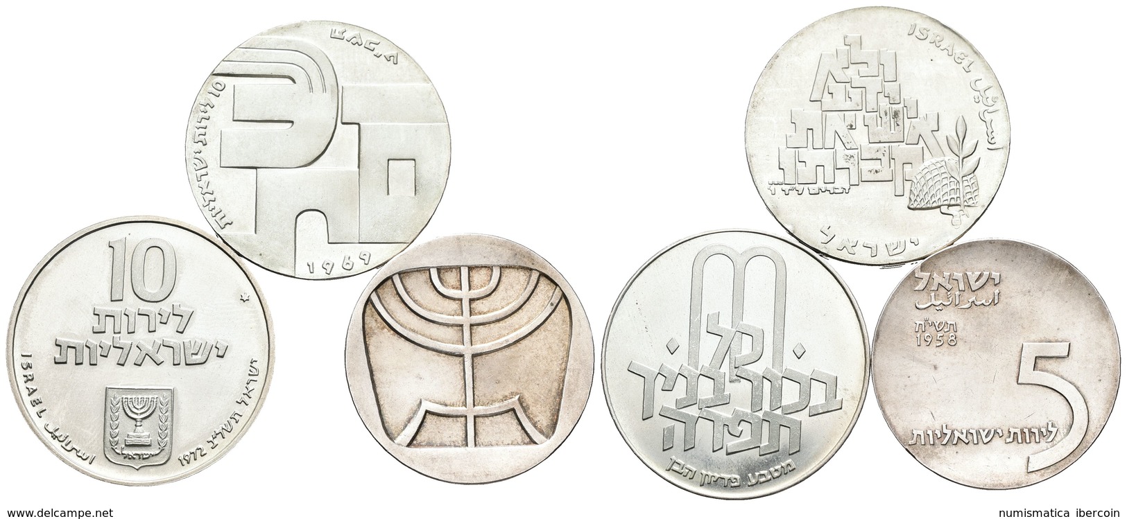 ISRAEL. Lote Compuesto Por 3 Monedas. 5 Lirot 1958. Km#21, 10 Litot 1969. Km#53 Y 10 Lirot 1972. Km#61.1. Ar. EBC. A EXA - Other & Unclassified
